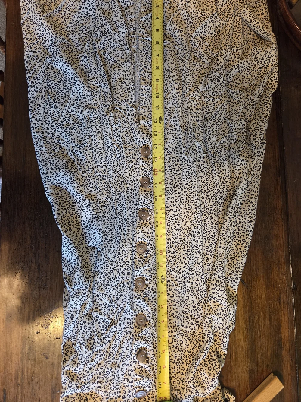 Japna Lepard Spotted Midi Dress with Button Front Stretch Back Slit Summer Femme - Picture 7 of 7